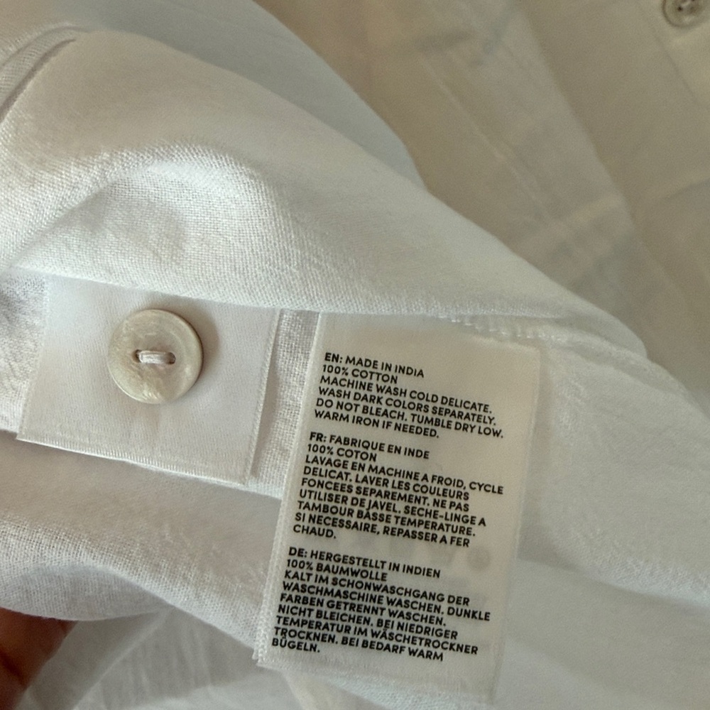 Lands' End White Button Down Longline Shirt Dress / Tunic Oversized Size Small - Picture 6 of 8